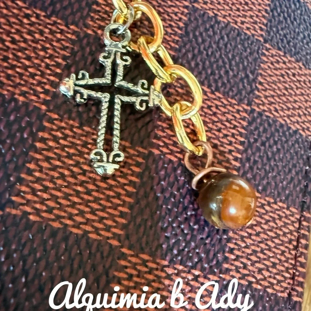 Alquimia Key & Card Holder with Gold and Brown Accents